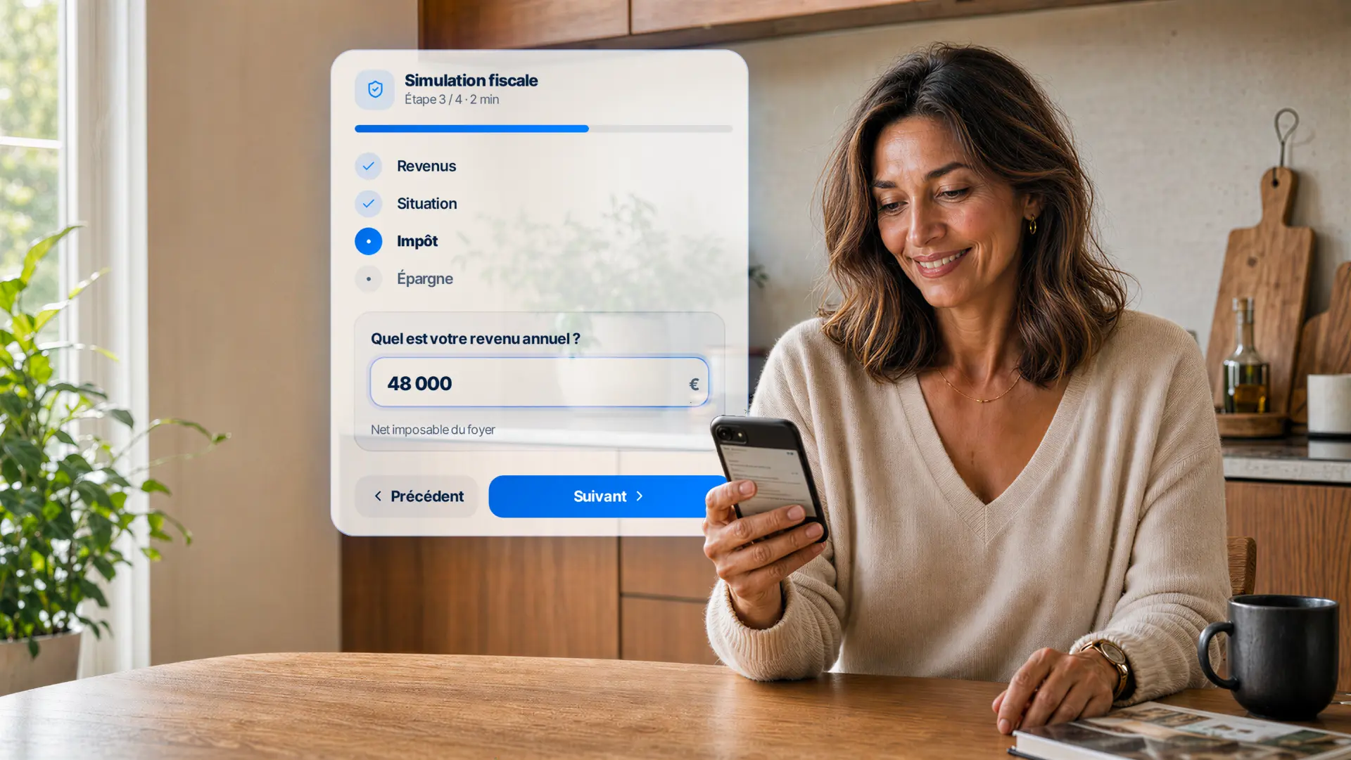 Une cliente réalise sa simulation fiscale en ligne